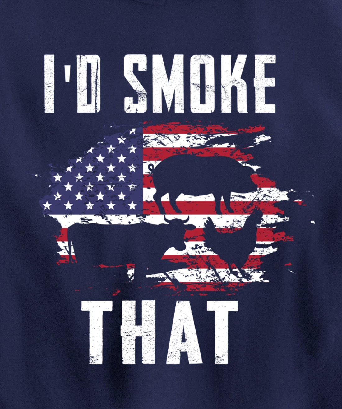 Patriotic American Flag Barbecue Men Meat Smoking BBQ Pullover Hoodie
