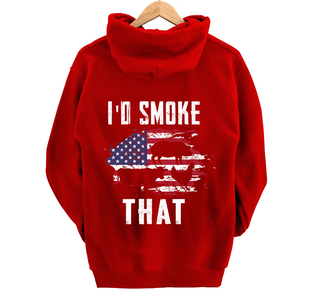Patriotic American Flag Barbecue Men Meat Smoking BBQ Pullover Hoodie