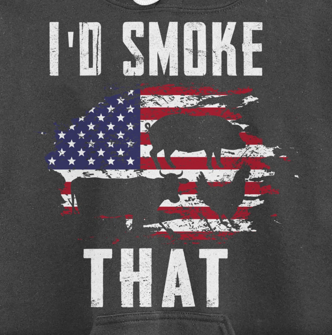 Patriotic American Flag Barbecue Men Meat Smoking BBQ Pullover Hoodie