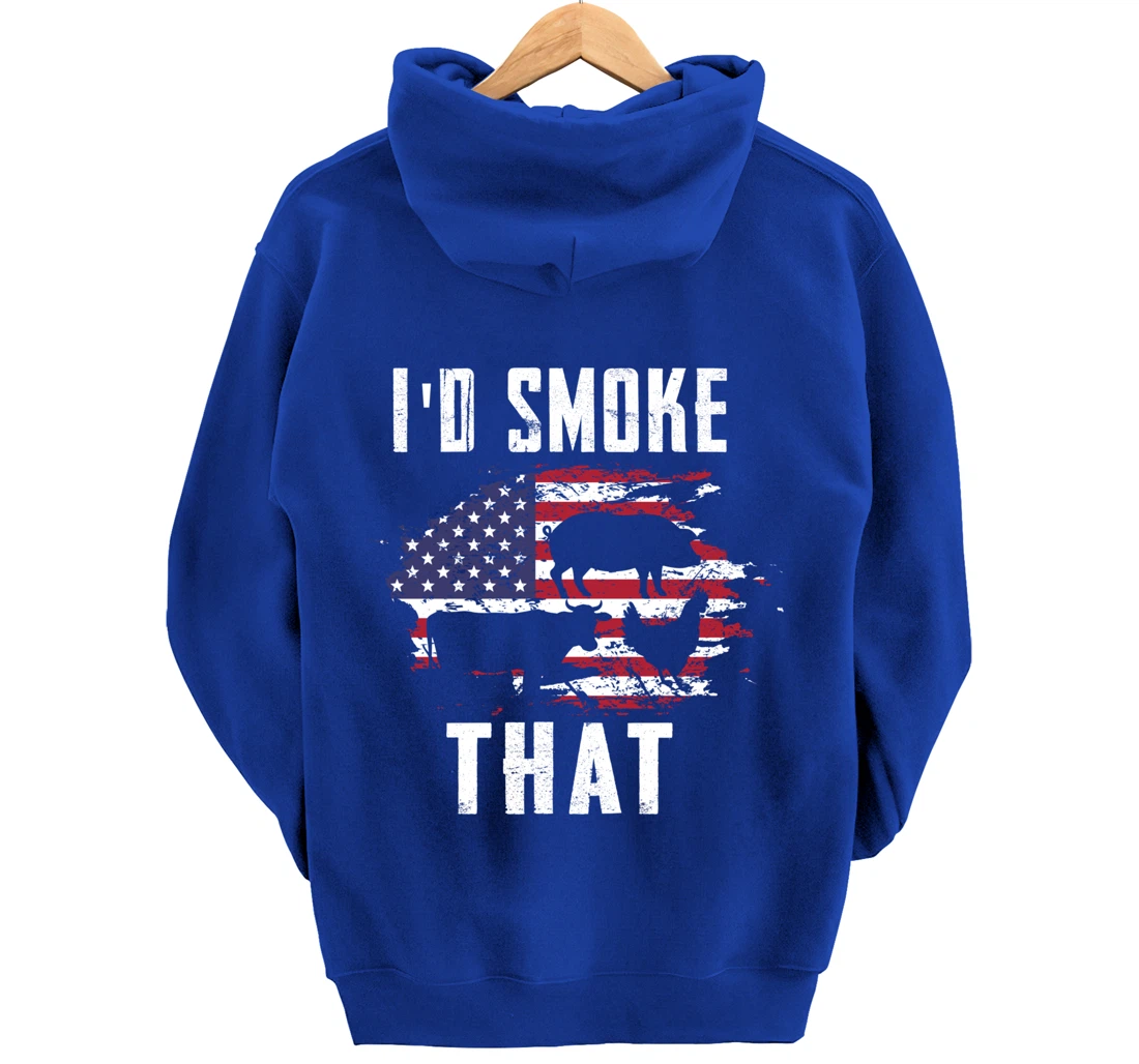 Patriotic American Flag Barbecue Men Meat Smoking BBQ Pullover Hoodie