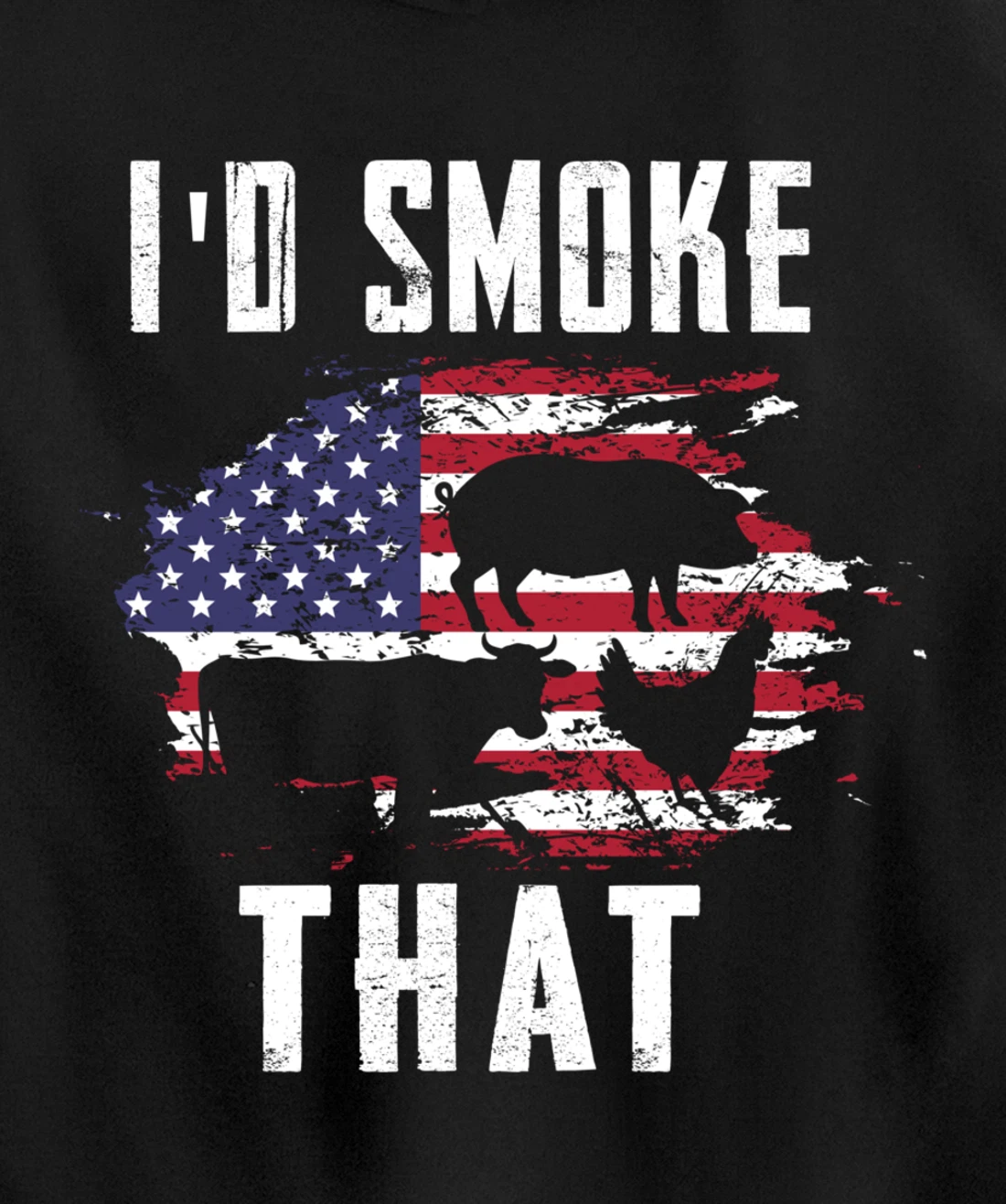 Patriotic American Flag Barbecue Men Meat Smoking BBQ Pullover Hoodie