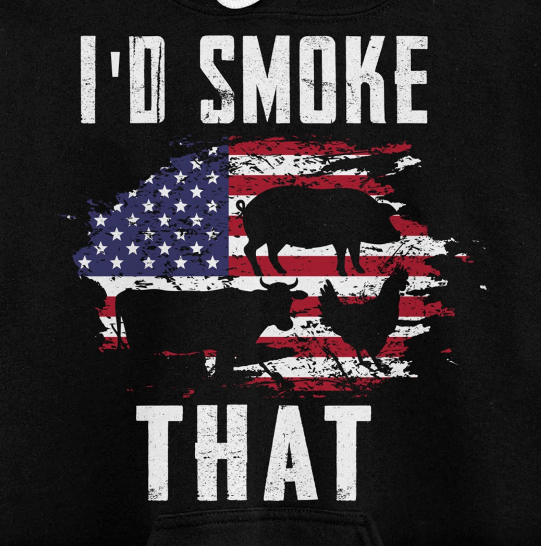 Patriotic American Flag Barbecue Men Meat Smoking BBQ Pullover Hoodie