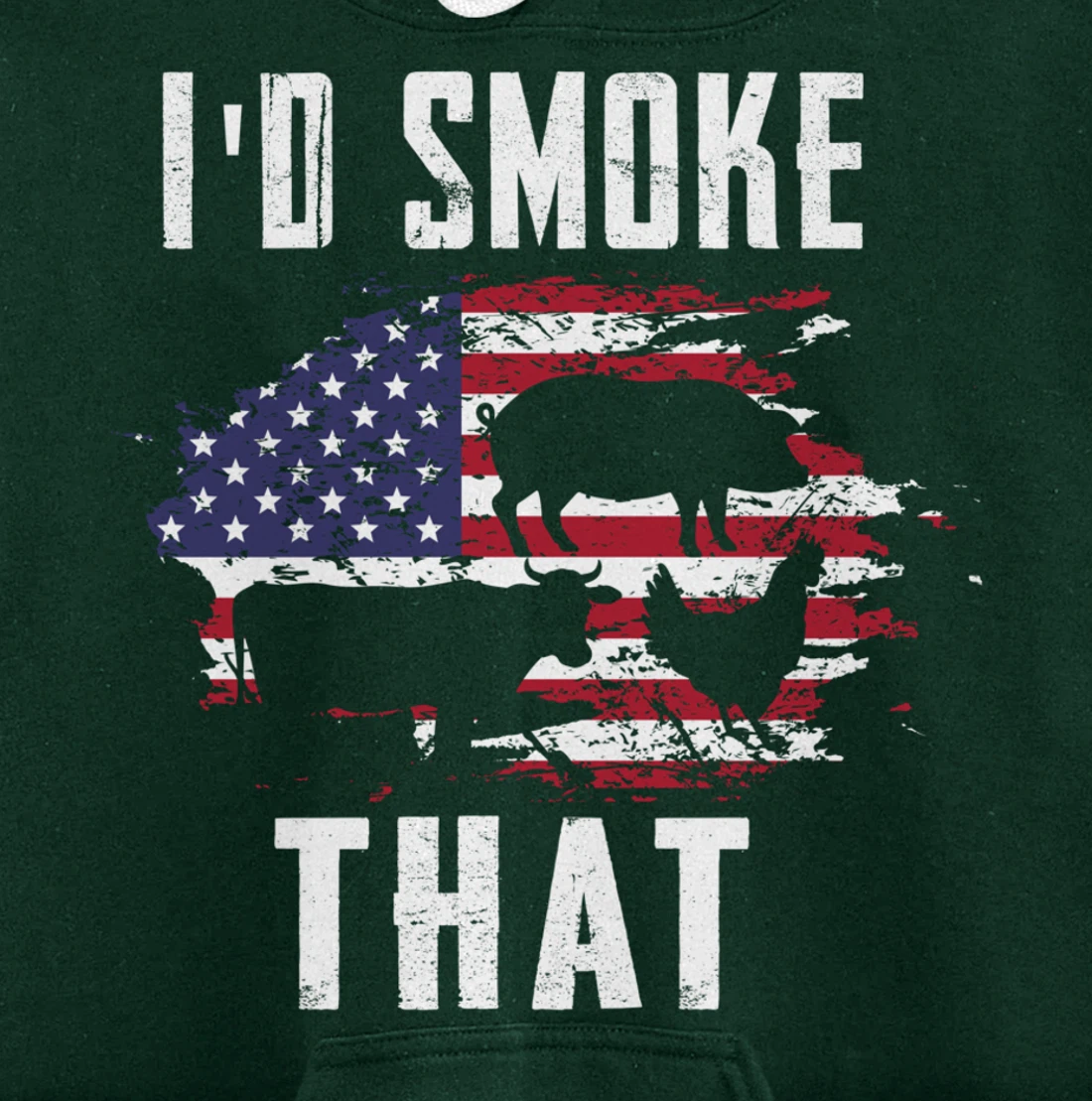 Patriotic American Flag Barbecue Men Meat Smoking BBQ Pullover Hoodie