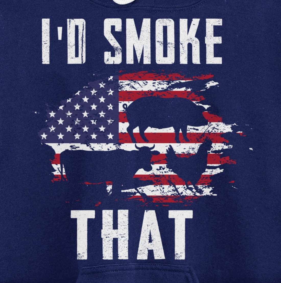 Patriotic American Flag Barbecue Men Meat Smoking BBQ Pullover Hoodie
