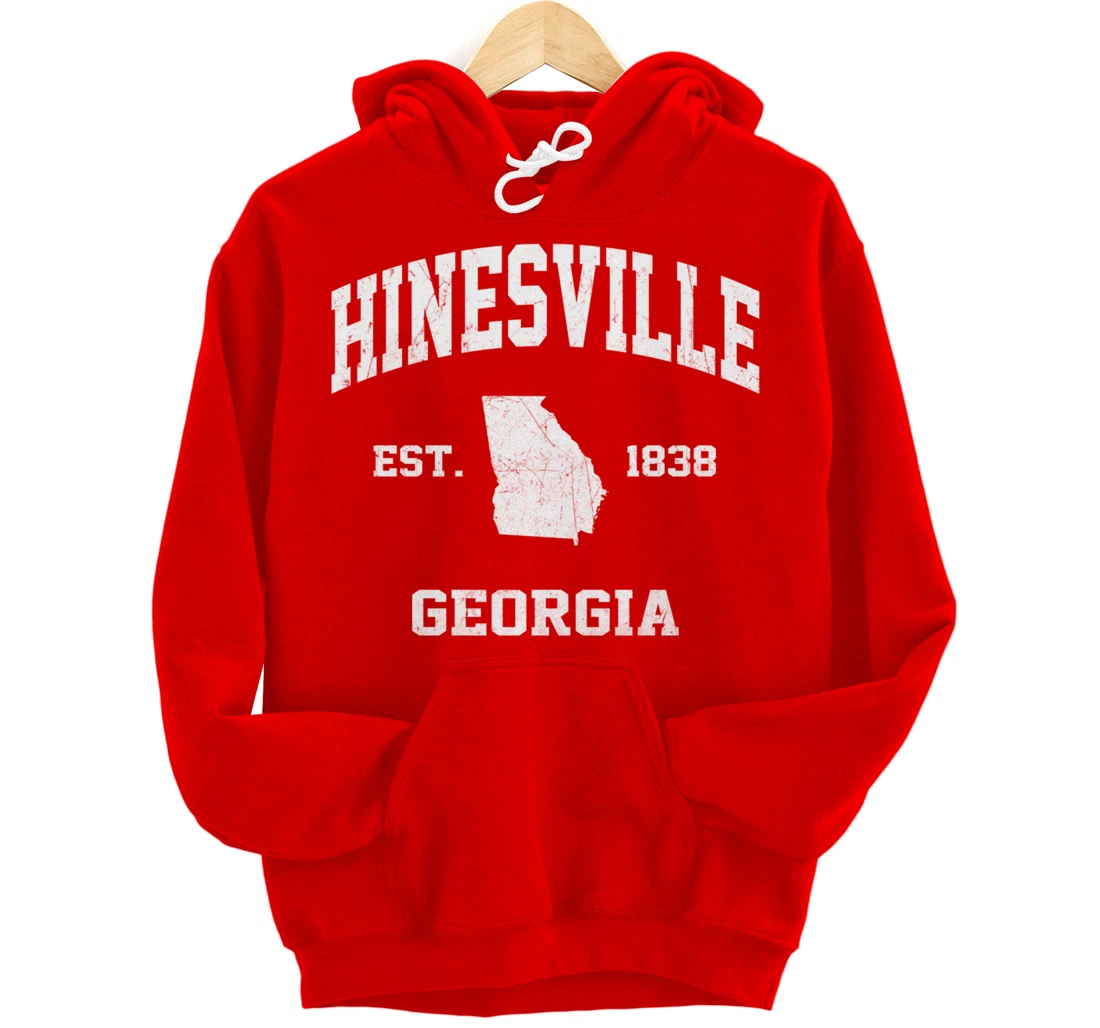 Hinesville Georgia GA vintage state Athletic style Pullover Hoodie