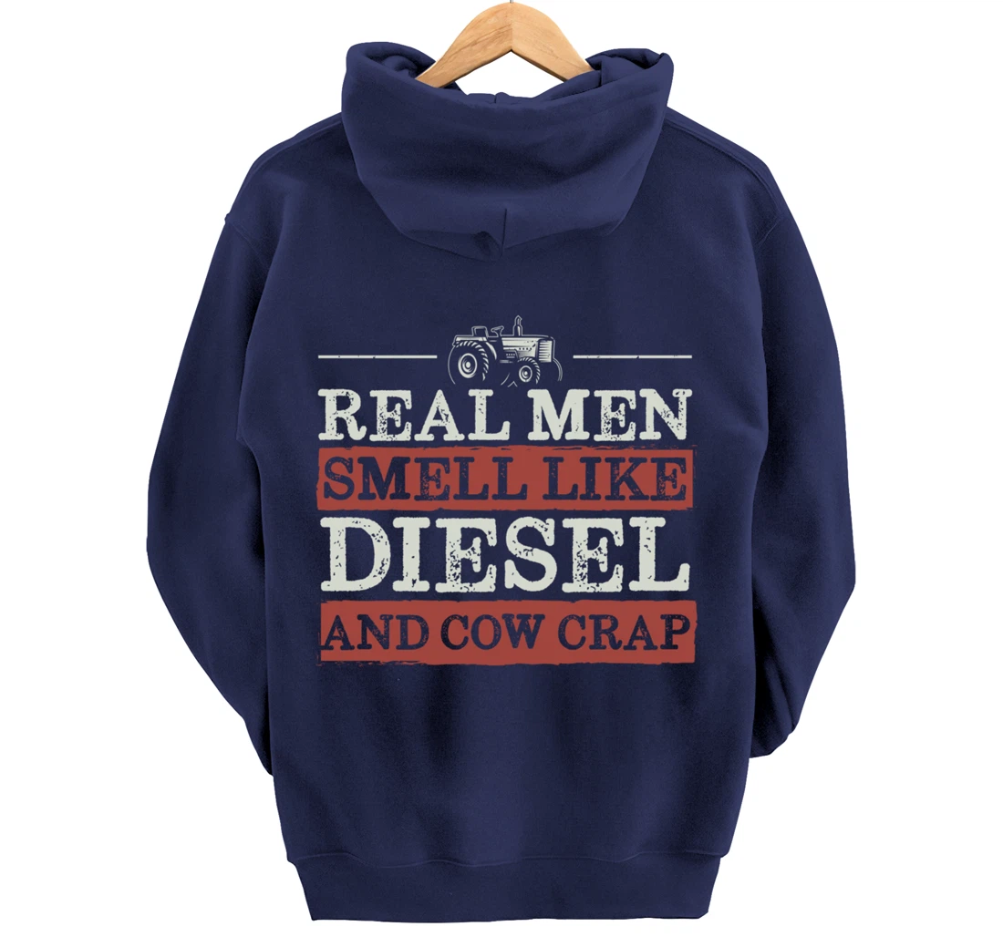 Funny Farm Lover Diesel Tractor Graphic for Real Men Farmer Pullover Hoodie