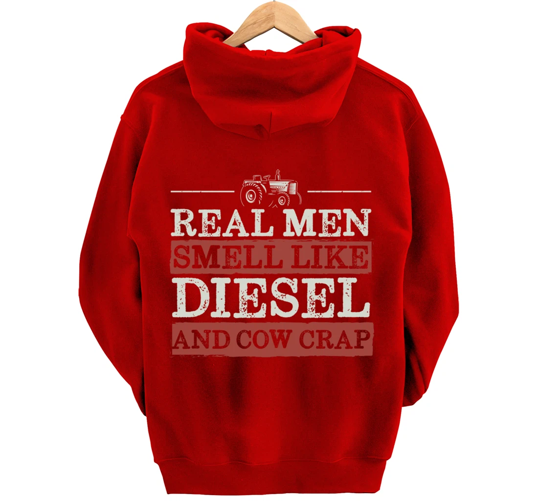 Funny Farm Lover Diesel Tractor Graphic for Real Men Farmer Pullover Hoodie