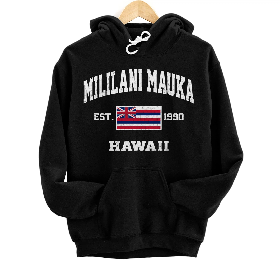 Mililani Mauka Hawaii HI vintage State Athletic style Pullover Hoodie