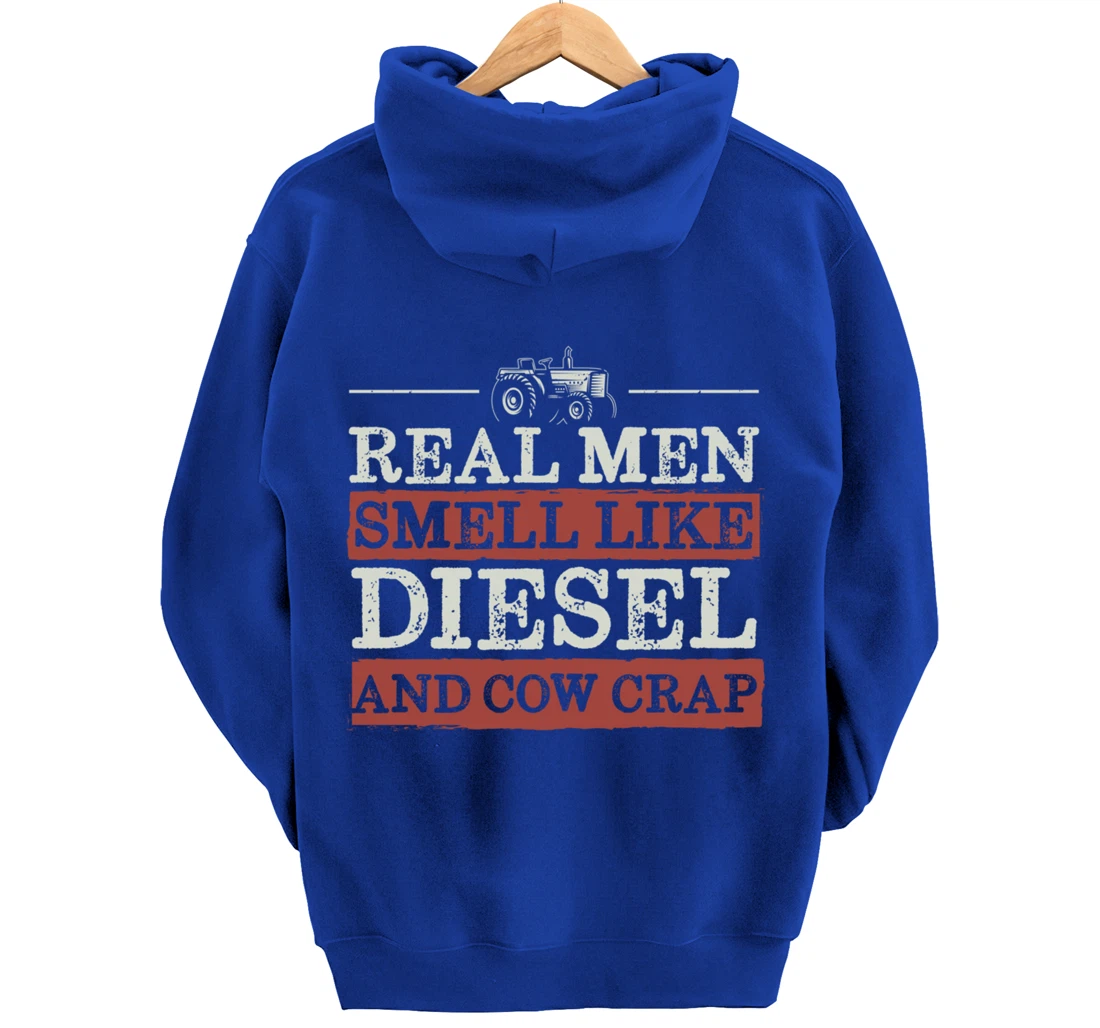 Funny Farm Lover Diesel Tractor Graphic for Real Men Farmer Pullover Hoodie