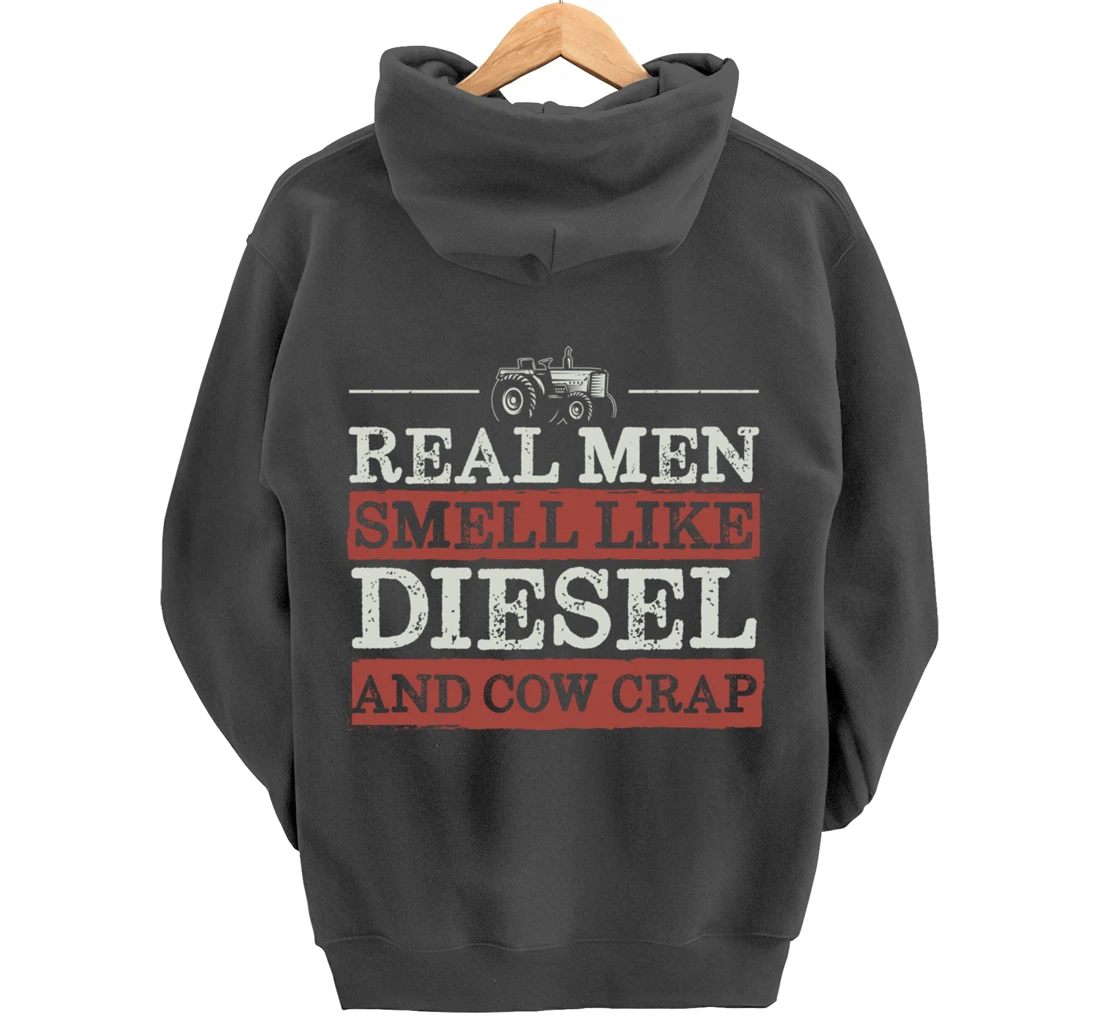 Funny Farm Lover Diesel Tractor Graphic for Real Men Farmer Pullover Hoodie