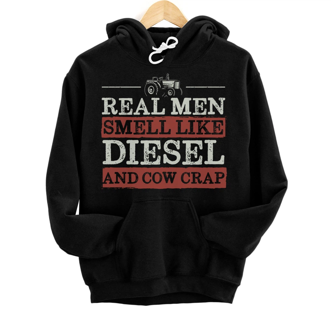 Funny Farm Lover Diesel Tractor Graphic for Real Men Farmer Pullover Hoodie