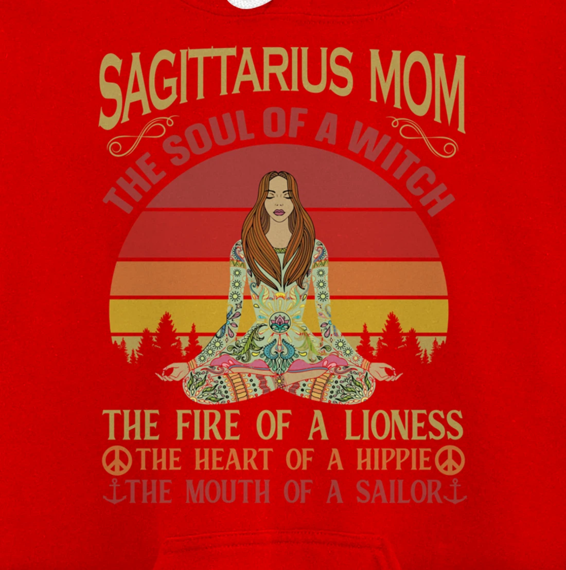 Sagittarius Mom Zodiac Star Sign Zen Meditation Yoga Retro Pullover Hoodie