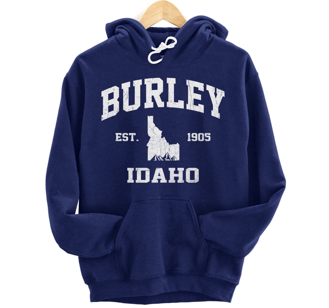 Burley Idaho ID vintage State Athletic style Pullover Hoodie