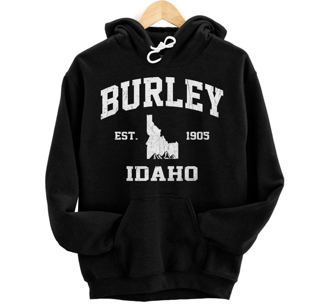 Burley Idaho ID vintage State Athletic style Pullover Hoodie