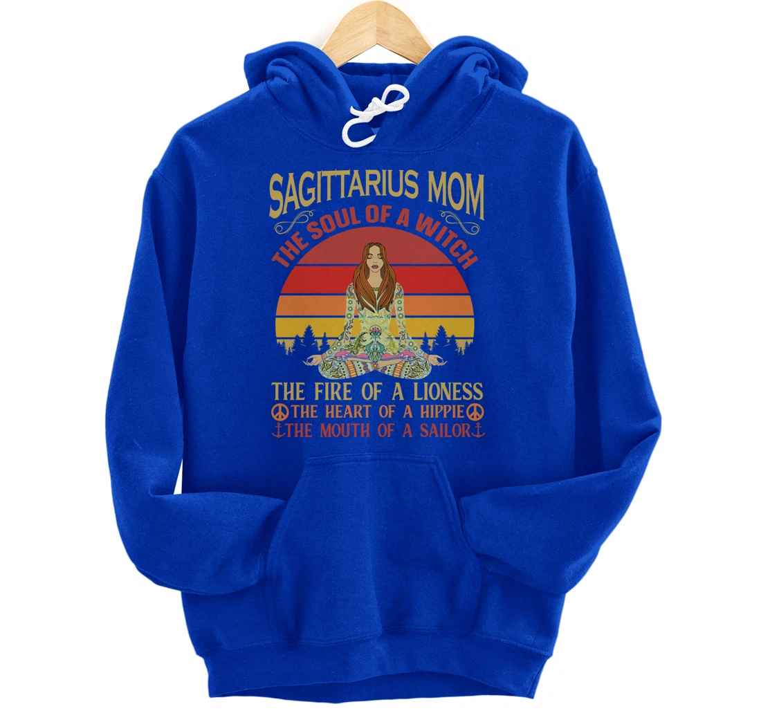 Sagittarius Mom Zodiac Star Sign Zen Meditation Yoga Retro Pullover Hoodie
