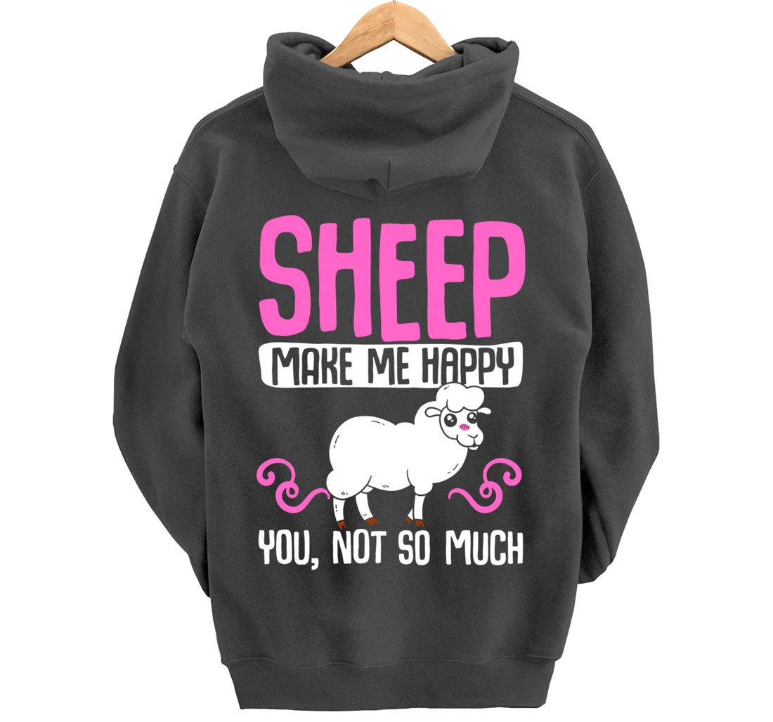 Farming Animal Lover Sheep Make Me Happy Pullover Hoodie