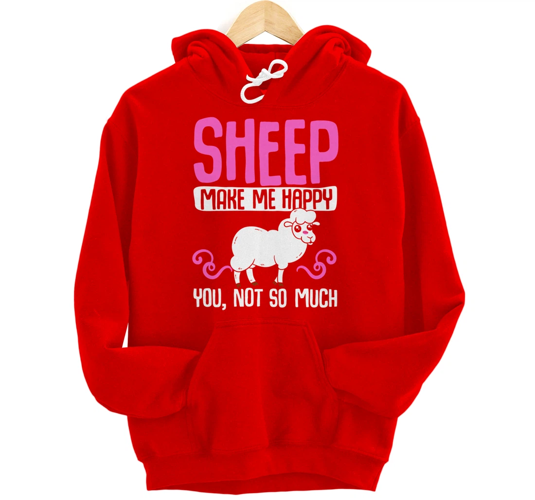 Farming Animal Lover Sheep Make Me Happy Pullover Hoodie