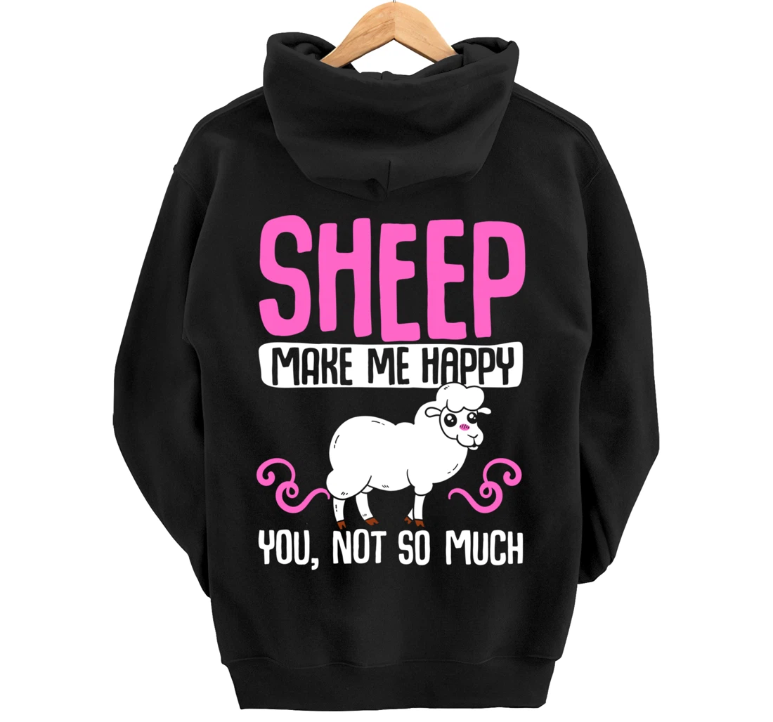 Farming Animal Lover Sheep Make Me Happy Pullover Hoodie