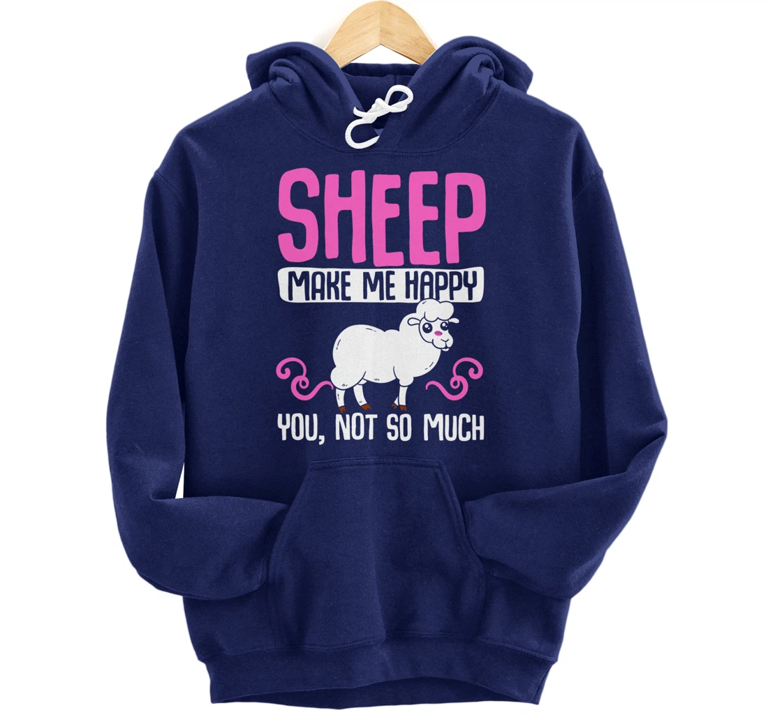 Farming Animal Lover Sheep Make Me Happy Pullover Hoodie