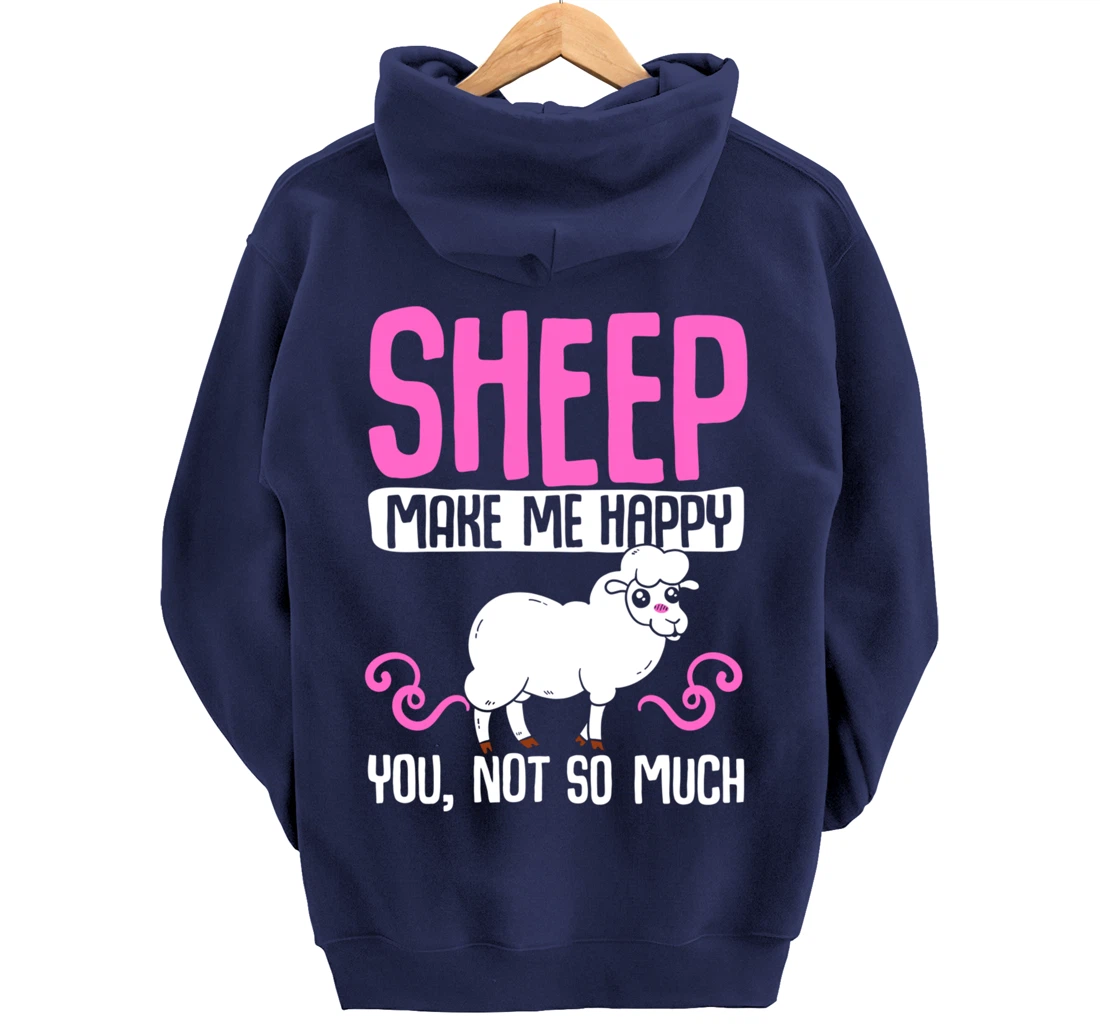 Farming Animal Lover Sheep Make Me Happy Pullover Hoodie