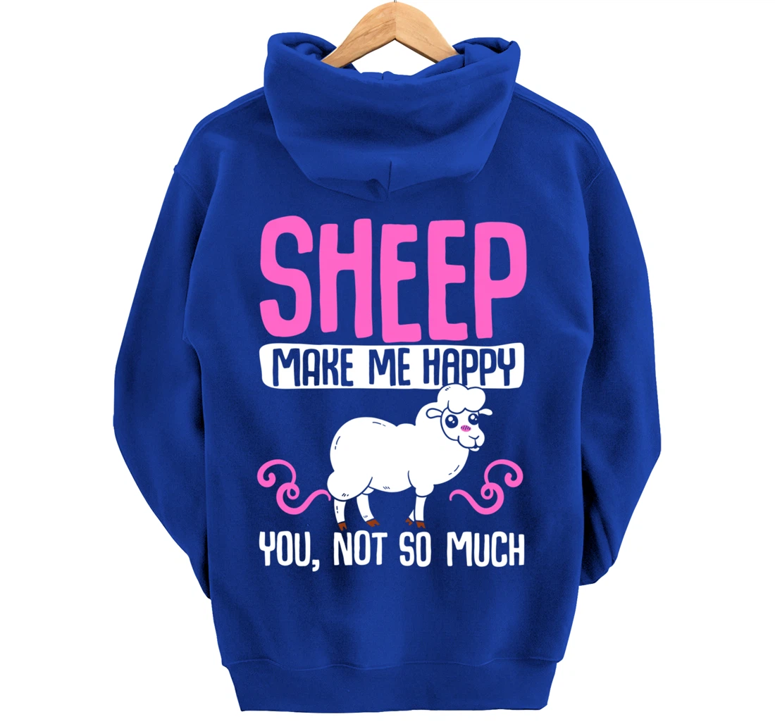 Farming Animal Lover Sheep Make Me Happy Pullover Hoodie