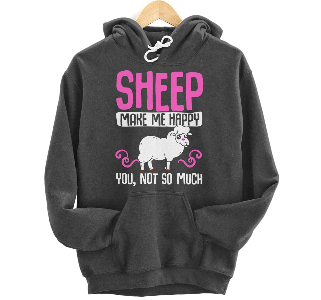 Farming Animal Lover Sheep Make Me Happy Pullover Hoodie