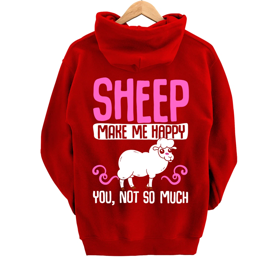 Farming Animal Lover Sheep Make Me Happy Pullover Hoodie