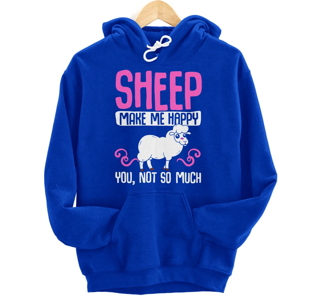 Farming Animal Lover Sheep Make Me Happy Pullover Hoodie
