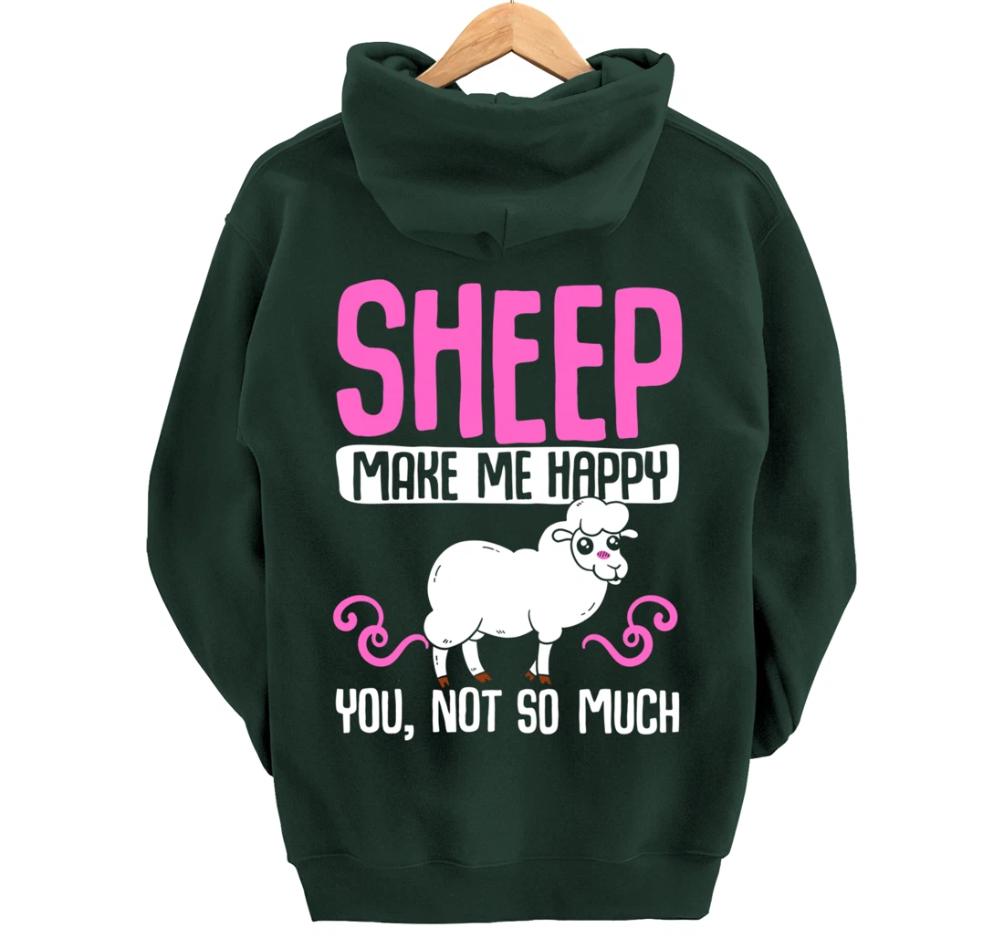 Farming Animal Lover Sheep Make Me Happy Pullover Hoodie