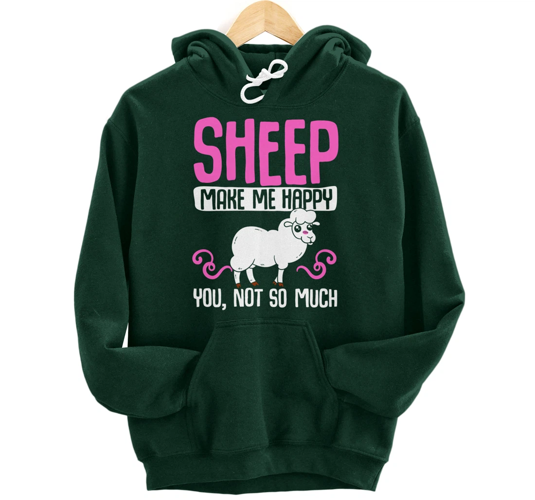 Farming Animal Lover Sheep Make Me Happy Pullover Hoodie