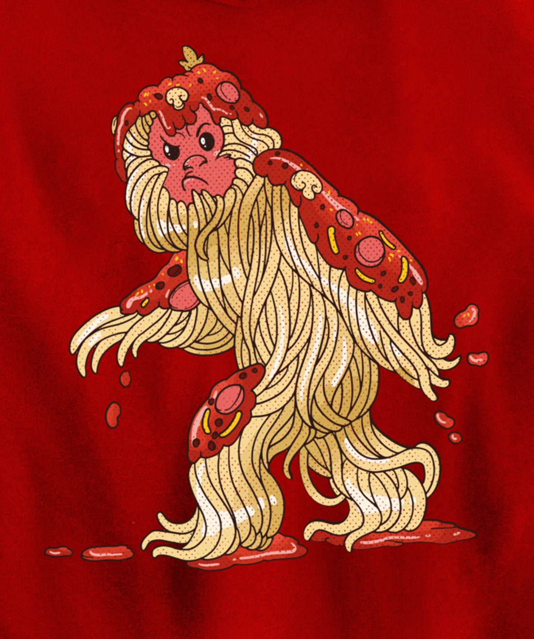 Spaghetti Squatch Italian Bigfoot Sasquatch Vintage Pullover Hoodie