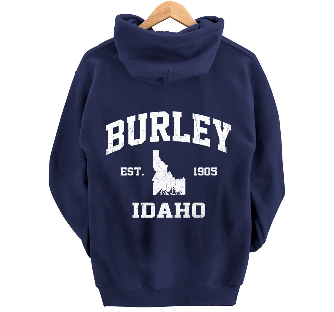 Burley Idaho ID vintage State Athletic style Pullover Hoodie