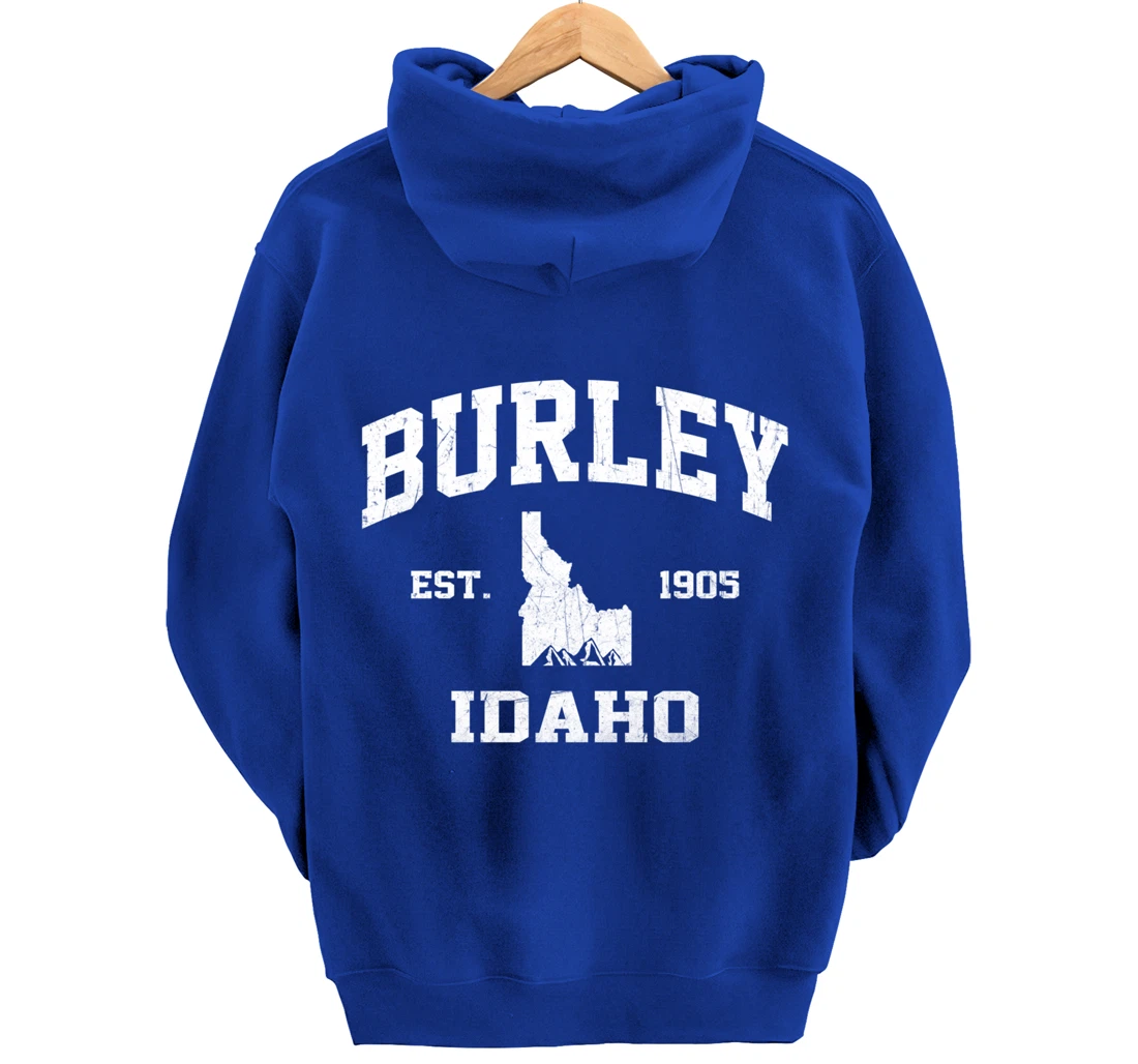 Burley Idaho ID vintage State Athletic style Pullover Hoodie