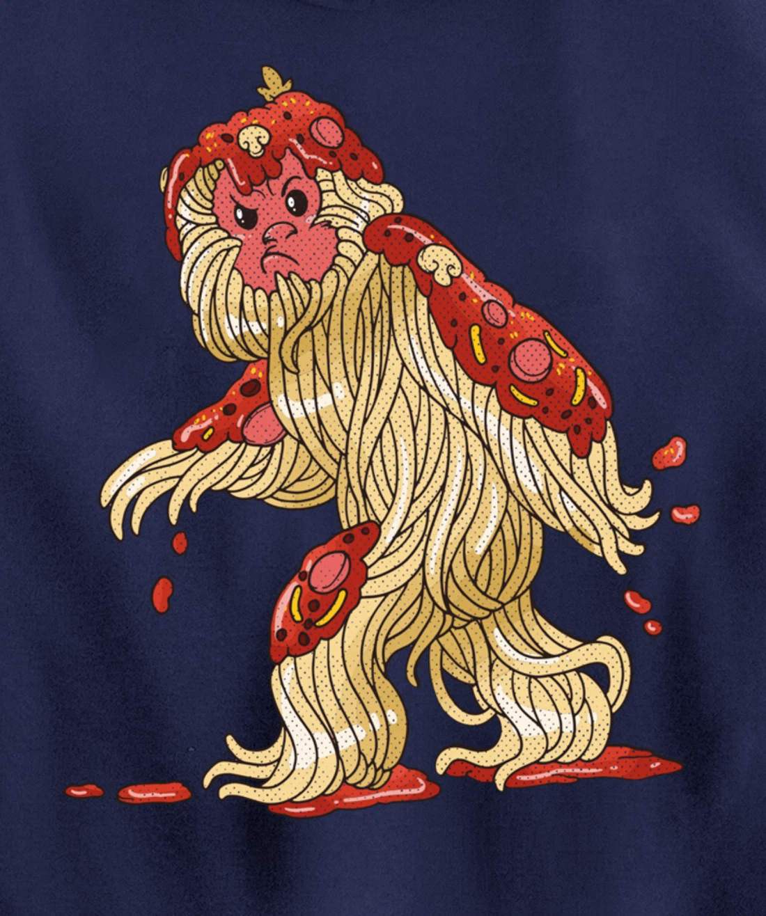 Spaghetti Squatch Italian Bigfoot Sasquatch Vintage Pullover Hoodie