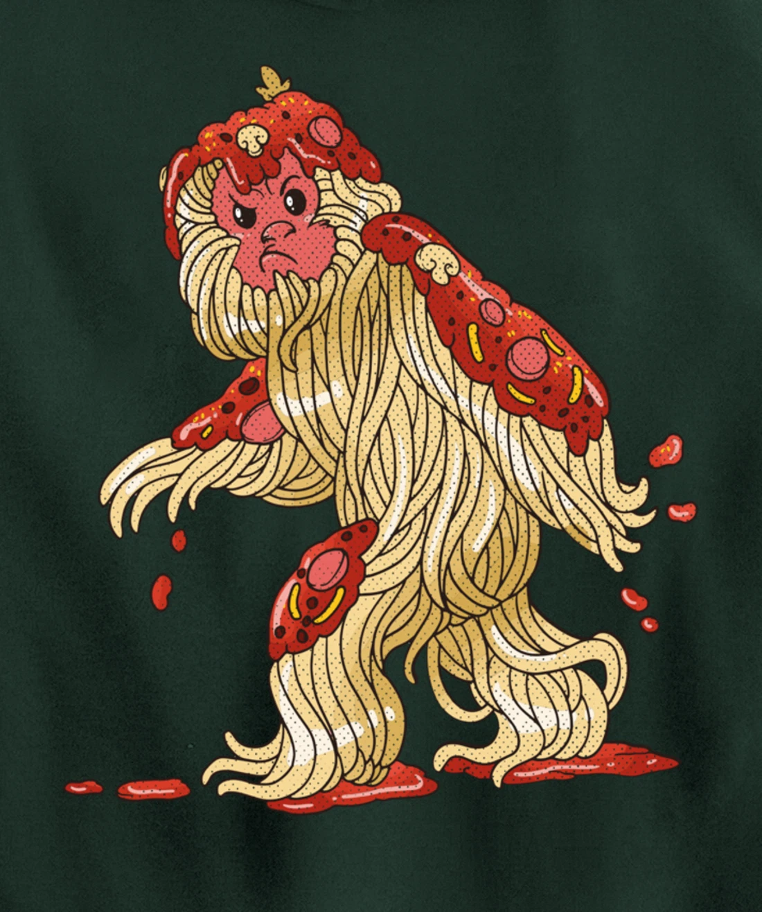 Spaghetti Squatch Italian Bigfoot Sasquatch Vintage Pullover Hoodie