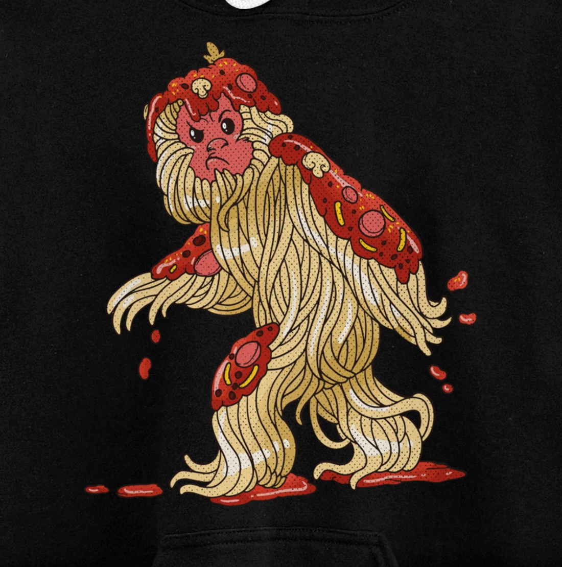 Spaghetti Squatch Italian Bigfoot Sasquatch Vintage Pullover Hoodie