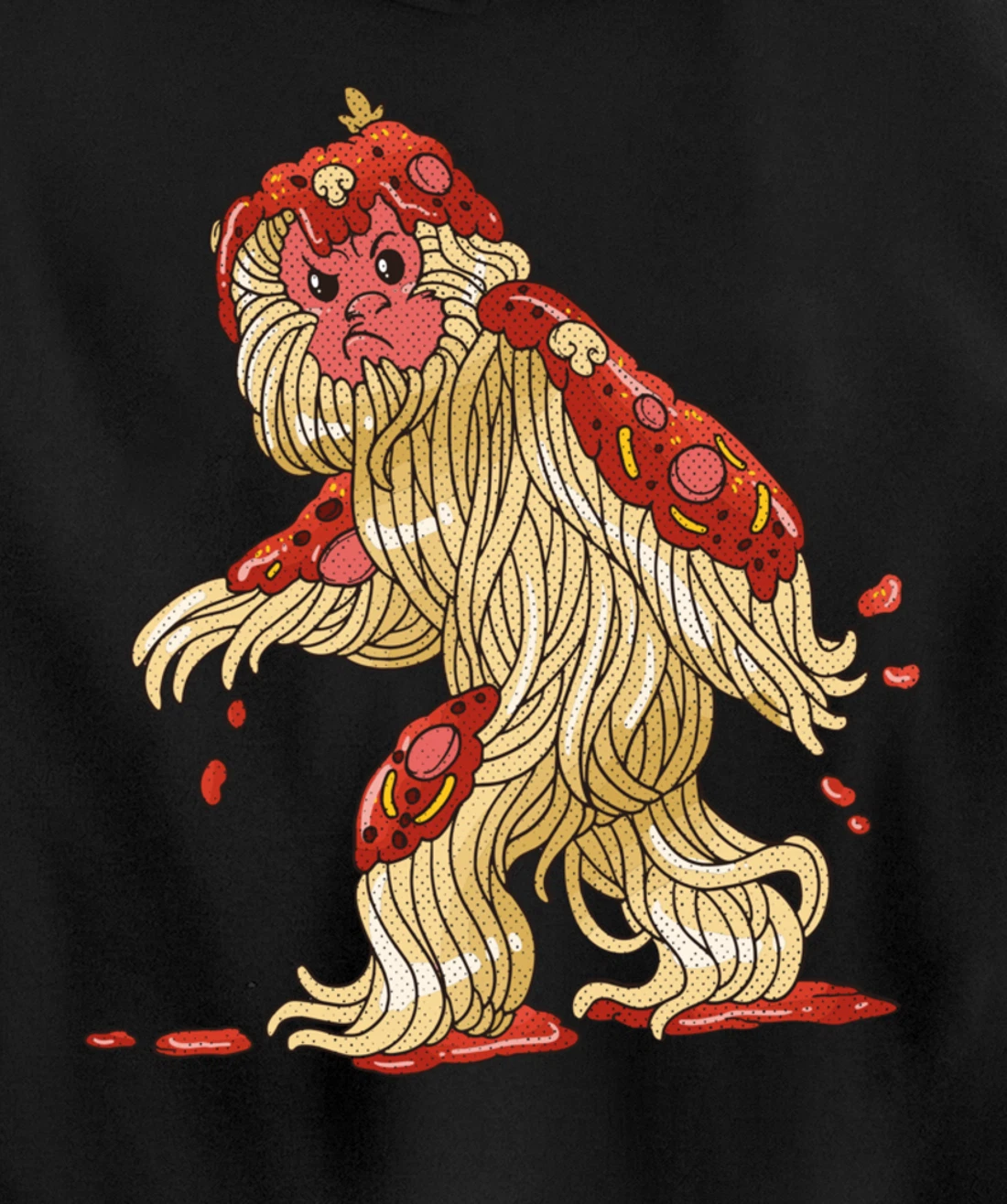 Spaghetti Squatch Italian Bigfoot Sasquatch Vintage Pullover Hoodie