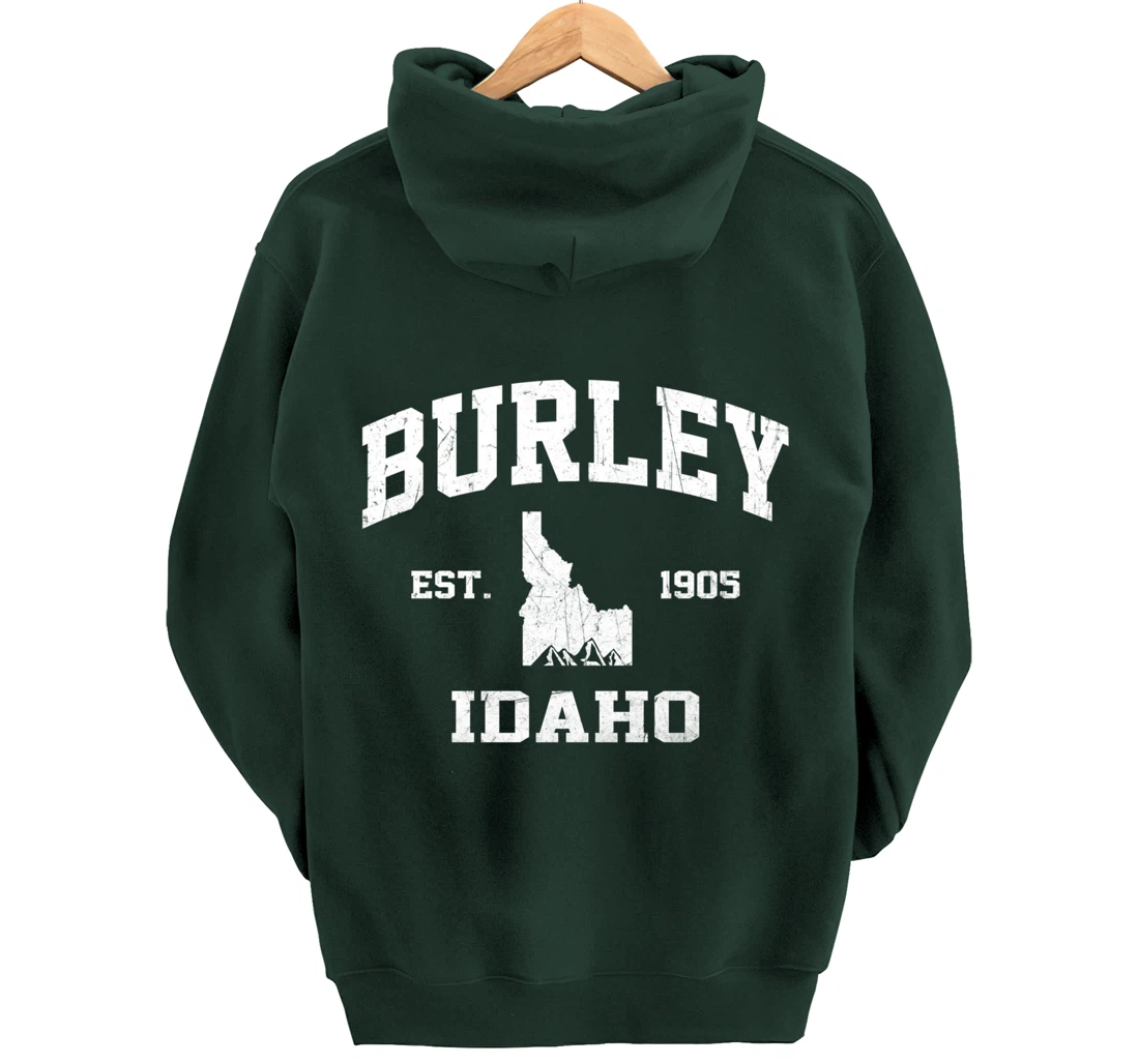 Burley Idaho ID vintage State Athletic style Pullover Hoodie