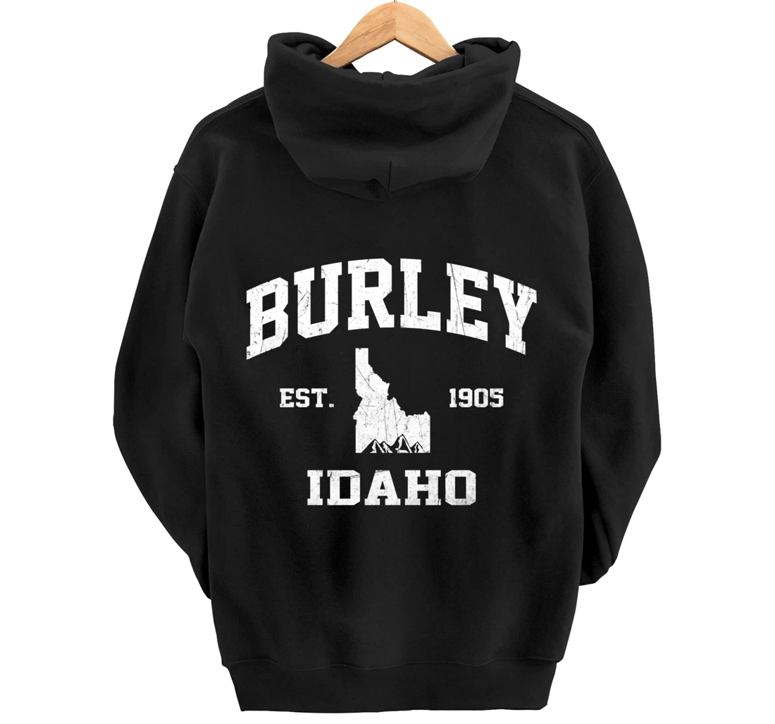 Burley Idaho ID vintage State Athletic style Pullover Hoodie