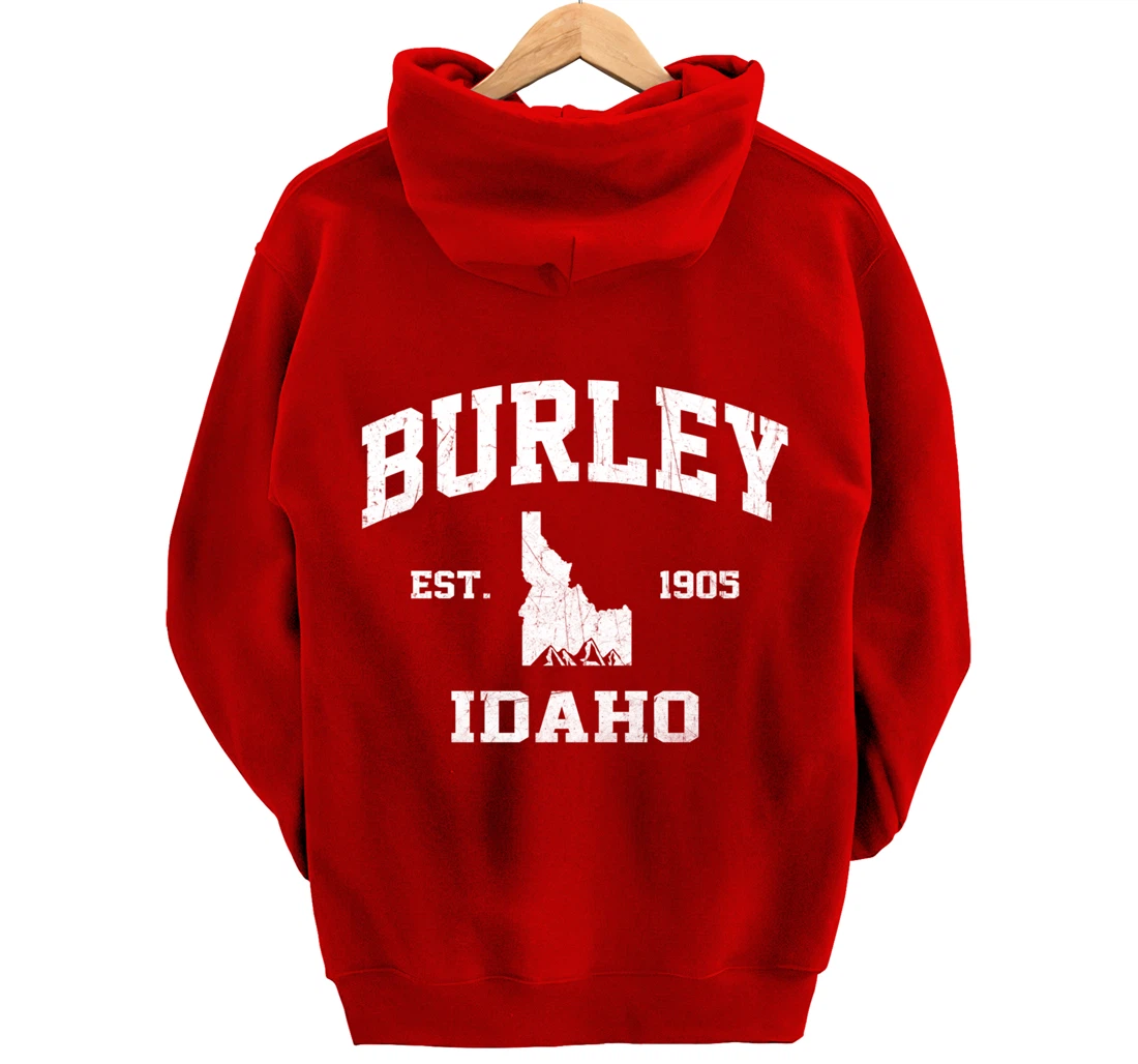 Burley Idaho ID vintage State Athletic style Pullover Hoodie