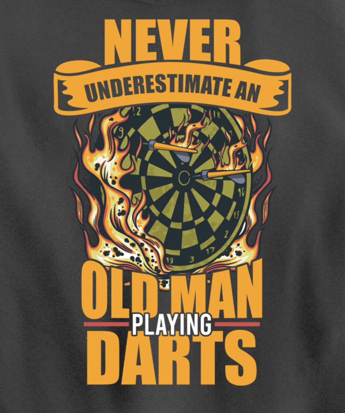 Old man athlete game player sports missile dartboard darts Pullover Hoodie