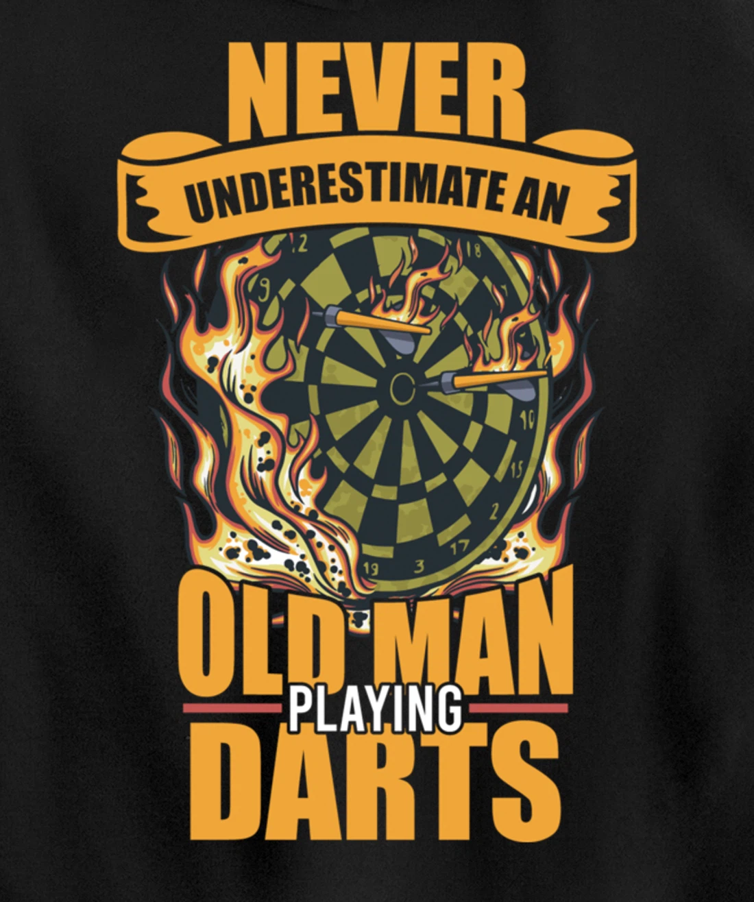 Old man athlete game player sports missile dartboard darts Pullover Hoodie