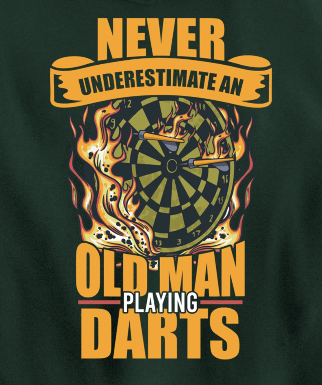 Old man athlete game player sports missile dartboard darts Pullover Hoodie