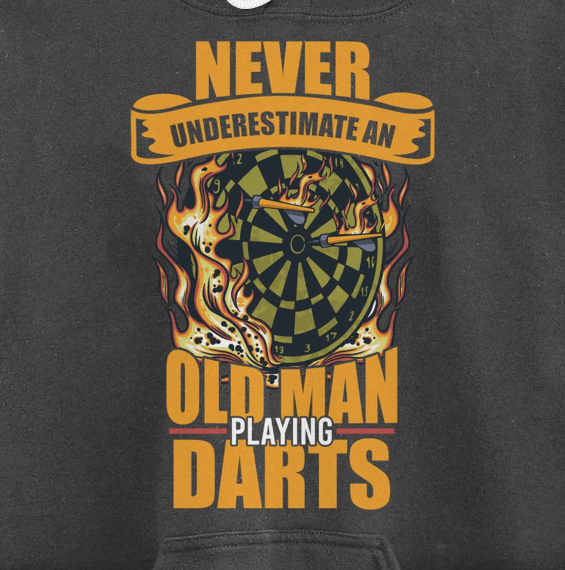 Old man athlete game player sports missile dartboard darts Pullover Hoodie