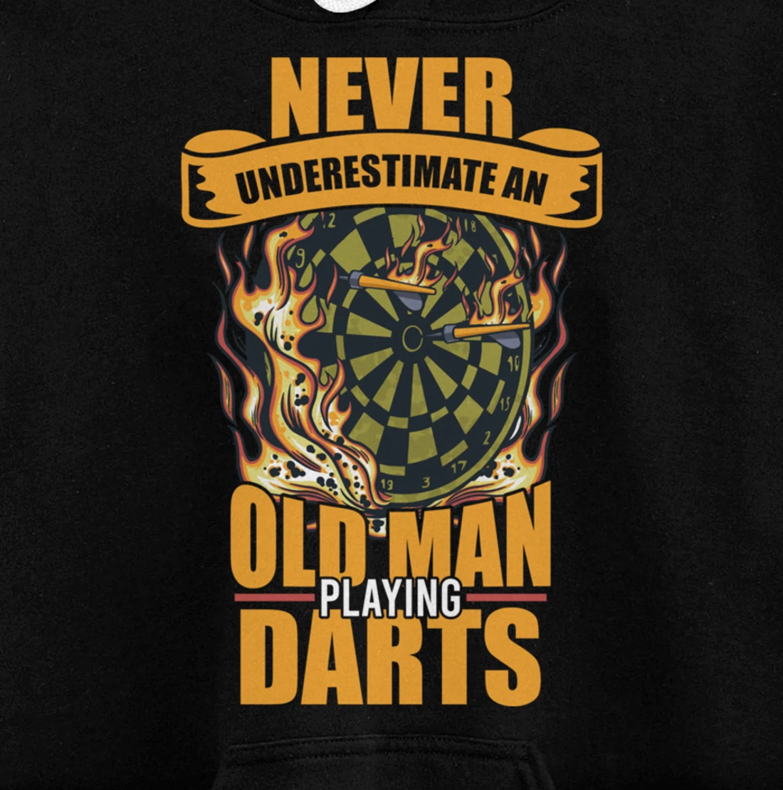 Old man athlete game player sports missile dartboard darts Pullover Hoodie