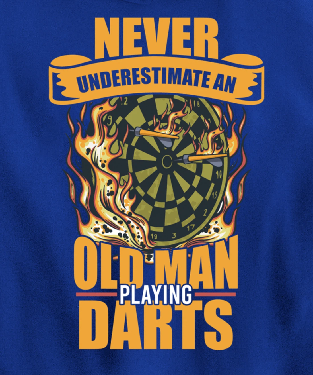 Old man athlete game player sports missile dartboard darts Pullover Hoodie