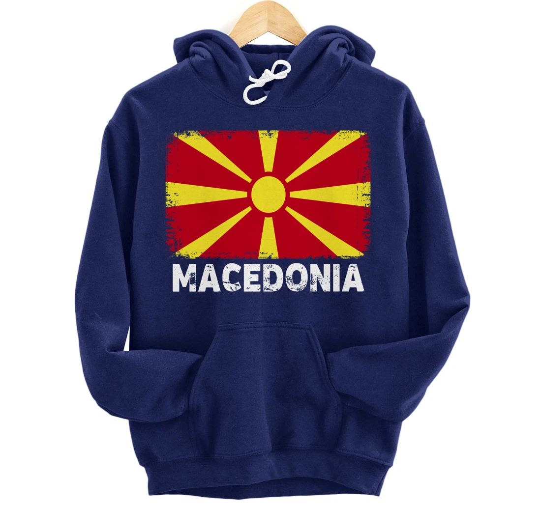 Macedonian people Vintage Macedonia Flag Pullover Hoodie