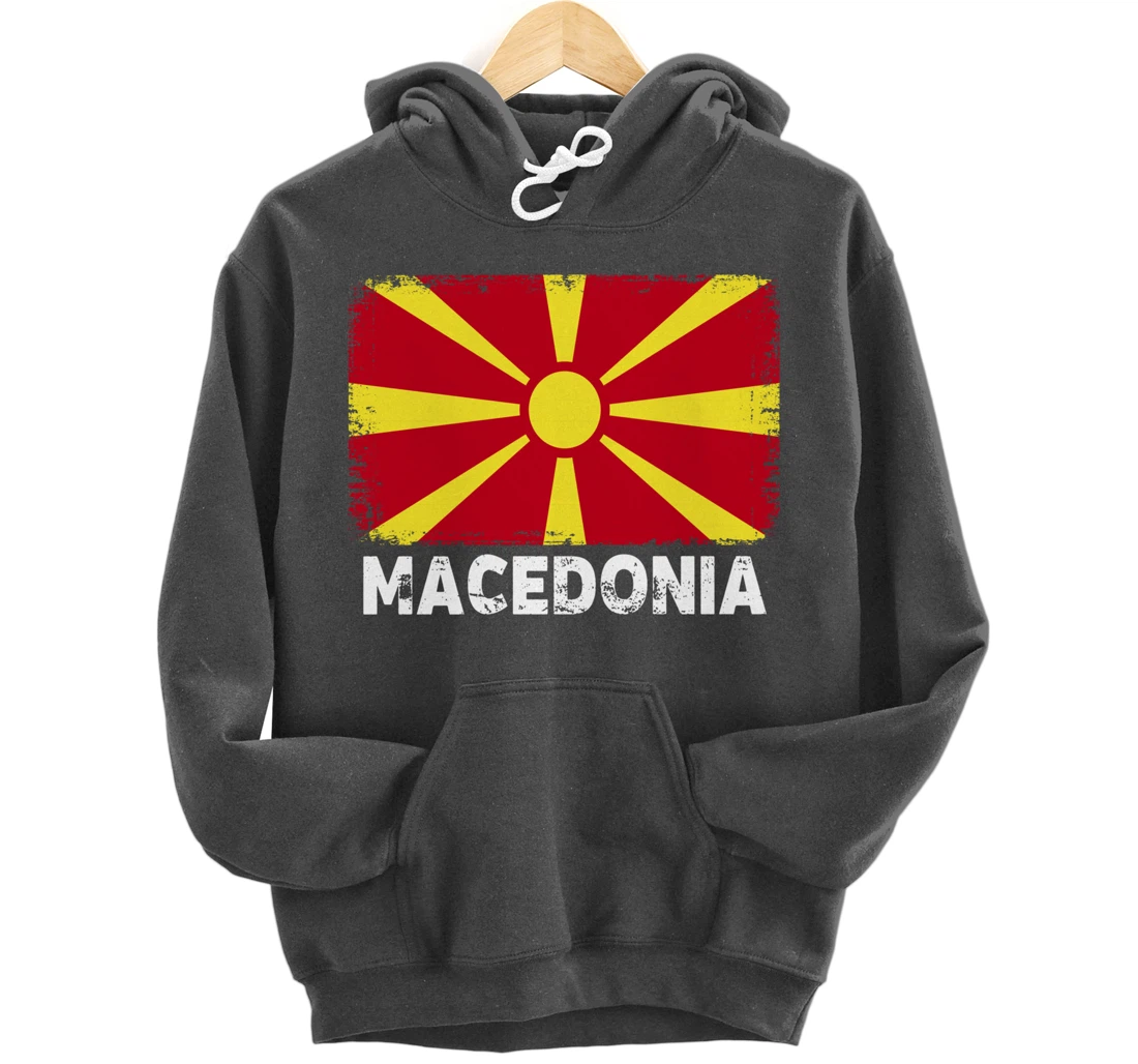 Macedonian people Vintage Macedonia Flag Pullover Hoodie
