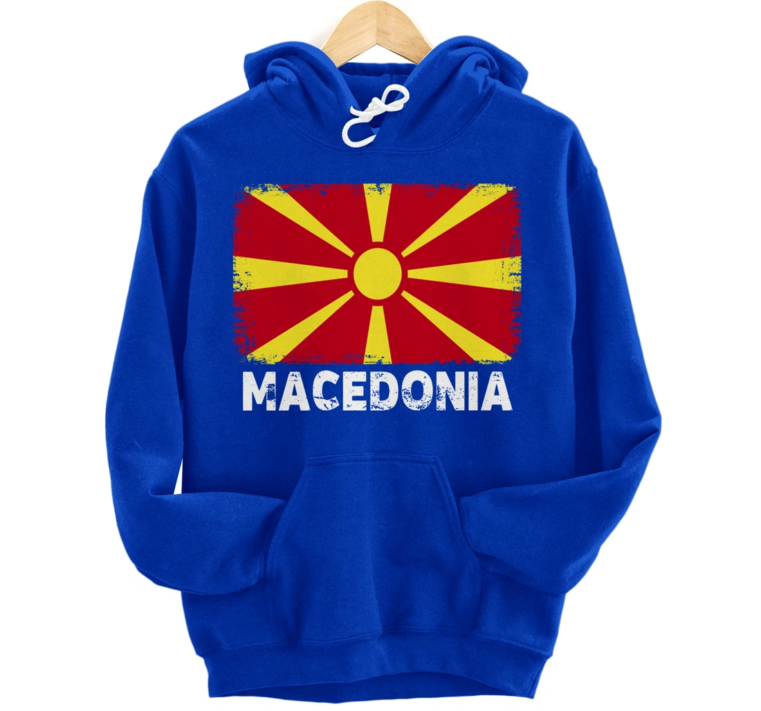 Macedonian people Vintage Macedonia Flag Pullover Hoodie