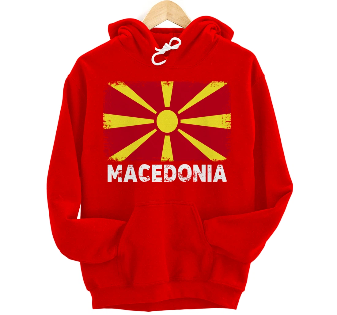 Macedonian people Vintage Macedonia Flag Pullover Hoodie